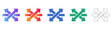 Crossed Arrows Icon Set for Directional Navigation vol 42128