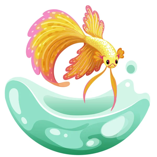 Dibujo Vectorial Dibujado Mano Betta Peces Peces Fantasía Colorido Fantail — Vector de stock