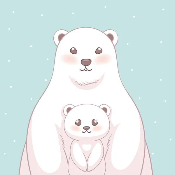 Roztomilý Lední Medvěd Maminka Její Dítě Charakter Design Vektorová Ilustrace Stock Ilustrace