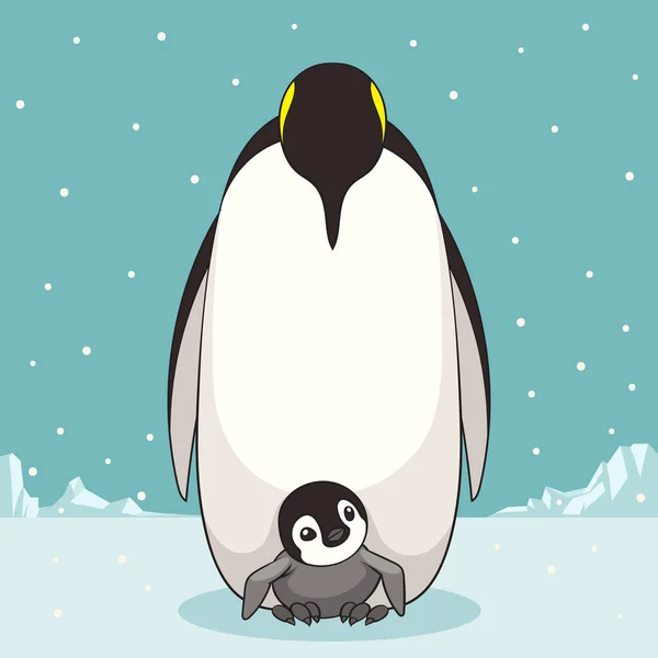 Família Pinguins Estilo Cartoon Desenho Personagem Pinguim Ilustração Vetorial — Vetor de Stock