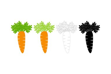 Renkli ve siyah beyaz havuç, havuç vektörü, havuç, çok renkli havuç, sebze vektörü illüstrasyonu, taze gıda vektörü