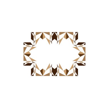Elmas Logosu, Geometrik Çerçeve, Soyut Dünya Tonu Sınırı, Simetrik Mozaik Tasarım, Kusursuz Yardım Heykeli Dekorasyonu, Döndürme desenli çokgen üçgen geometri yıldızı çapraz kaleydoskop. Tebrik kartı için ideal