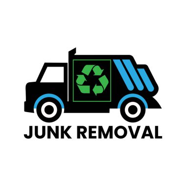 Çöp temizleme logosu, geri dönüşüm logosu, çöp kutusu, kamyon logosu, ulaşım logosu