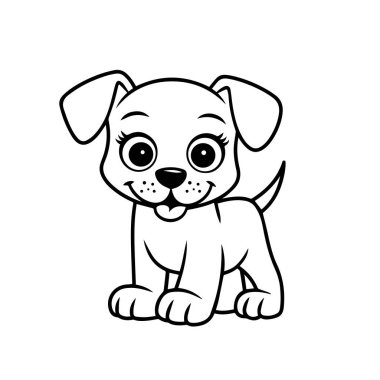 Şirin Çizgi Film Yavru Köpeği, Renklendirme Sayfa Vektörü İllüstrasyonu
