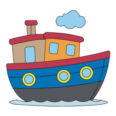 tekne karikatürü vektör illüstrasyon grafik tasarımı