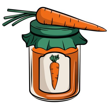 Cam kavanozdaki organik havuç ve kaşık.