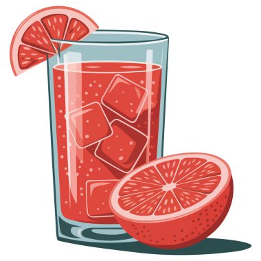Buzlu ve meyve dilimli greyfurt suyu.
