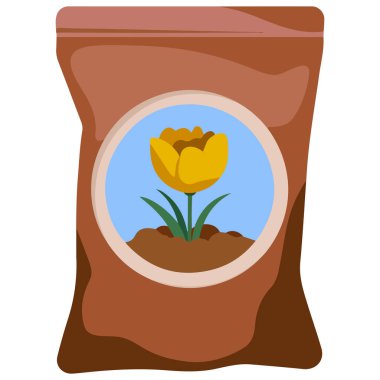 Bitki gübre poşeti simgesi beyaz arkaplanda izole vektör çizimi