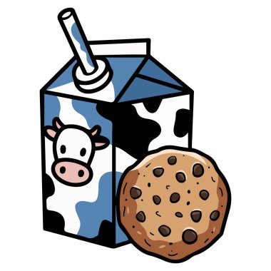 Saman ve kurabiyeli süt kutusu.