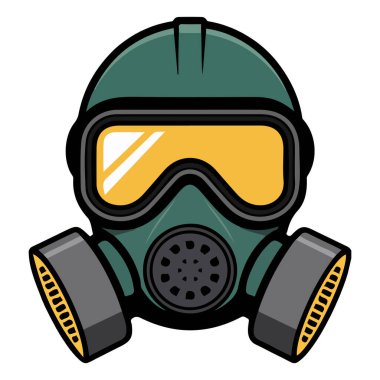 Gaz maskesi koruyucu ekipman simgesi beyaz arkaplanda izole vektör çizimi