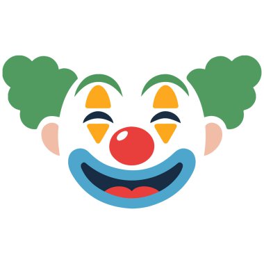 Kırmızı burunlu gülen palyaço yüzü beyaz arkaplanda izole edilmiş vektör çizimi