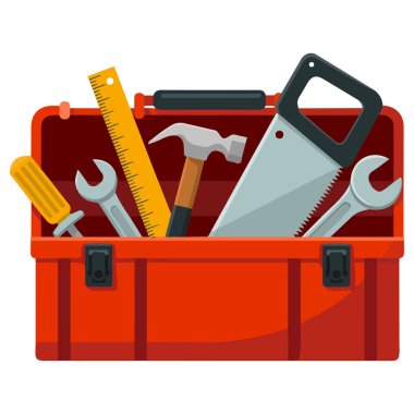 Tamirci için araç kutusu simgesi beyaz arkaplandaki izole vektör illüstrasyonunu onarır