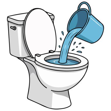 Batı tuvaletinin sifonu beyaz arkaplanda izole edilmiş vektör çizimi