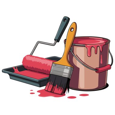 Beyaz arkaplanda izole edilmiş vektör çizimi için boya kovası