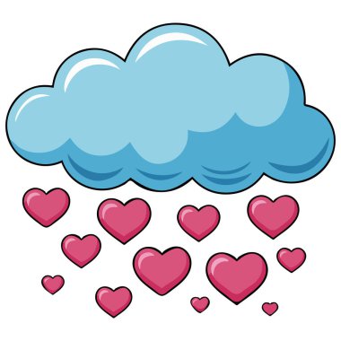 Kalp şekli oluşturan yağmur damlaları beyaz arkaplanda romantik izole vektör çizimi