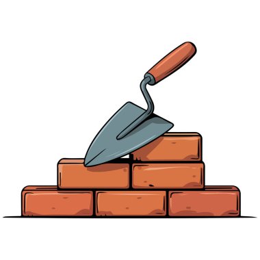 Tuğla işi için karikatür malası beyaz arkaplanda izole vektör çizimi