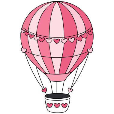 Kalp balonu romantik Valentine izole vektör illüstrasyonu