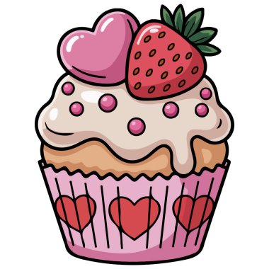 Sevgililer Günü tatlısıyla izole edilmiş vektör çizimi