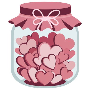 Aşk dolu cam kavanoz karalama yalıtılmış vektör çizimi