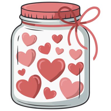 Kalp şeklindeki kavanoz karalaması beyaz arkaplanda izole edilmiş vektör çizimi