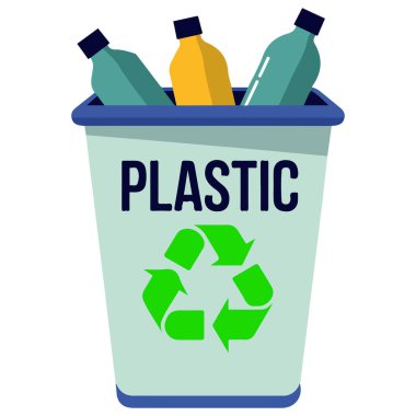Plastik izole vektör çizimi için geri dönüşüm kutusu