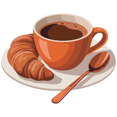Beyaz arkaplanda kahve ve pasta simgesi izole edilmiş vektör çizimi