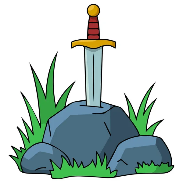 Efsanevi kılıç, taş karikatür çizimine sıkışmış.