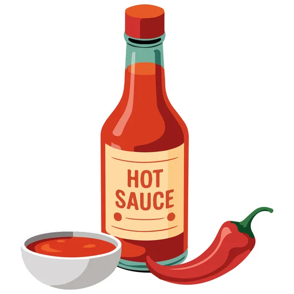 Kültürel kutlama için baharatlı Meksika acı biber sosu beyaz arka planda izole edilmiş vektör çizimi