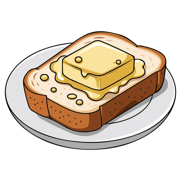 Beyaz arkaplanda izole edilmiş yemek vektör illüstrasyonuna bir çift fırınlanmış ekmek