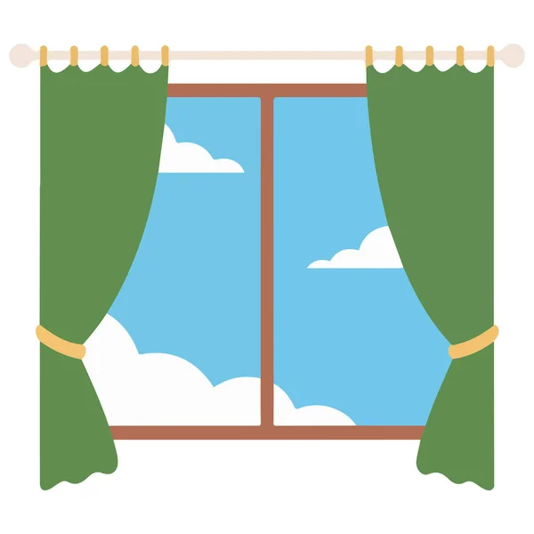 Beyaz arkaplan üzerindeki kumaş perde tedavisi izole vektör illüstrasyonu