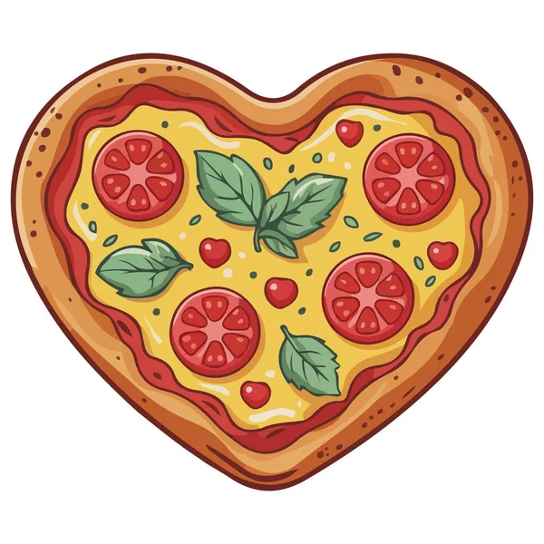 Beyaz arka planda izole edilmiş domatesli sevgililer günü pizzası.