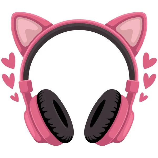 feline ear headphones isolated vector illustration on white background