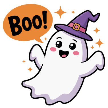 Boo harfli Cadılar Bayramı hayaleti izole edilmiş vektör çizimi