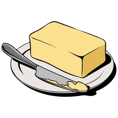 Yayıcı izole vektör illüstrasyonlu tereyağı kabı