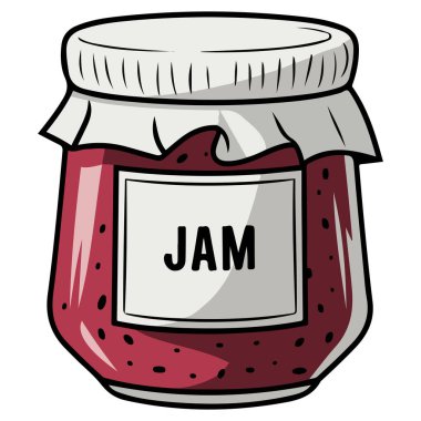 Beyaz arkaplanda ev yapımı reçel kavanozu izole edilmiş vektör çizimi