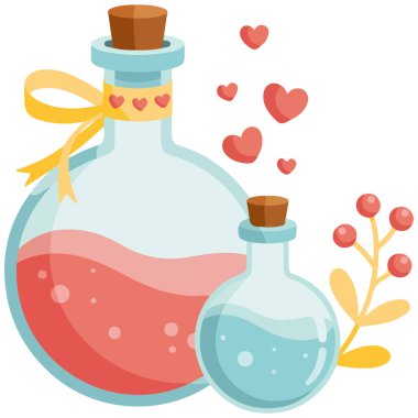 Aşk iksiri kavanozları izole vektör illüstrasyonları