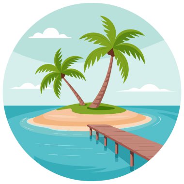 Palmiye cenneti izole edilmiş vektör çizimi