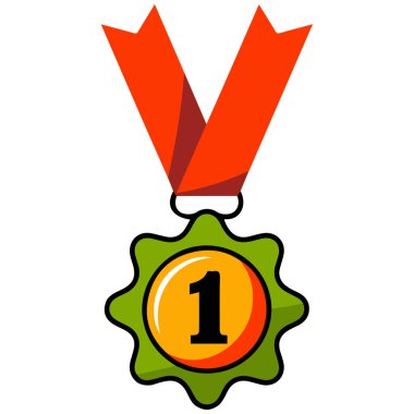 El çizimi madalya izole edilmiş vektör çizimi