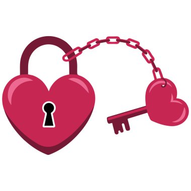 Kalp şekilli anahtar ve kilit karalama izole vektör çizimi