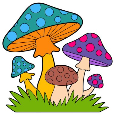 Yaban mantarları izole vektör illüstrasyonunu ayarladı