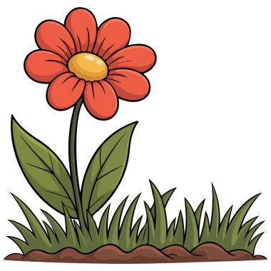 Karikatür çiçeği izole edilmiş vektör çizimi