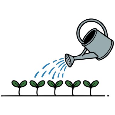 Sulama konservesi bitkileri beslemek izole edilmiş vektör çizimi