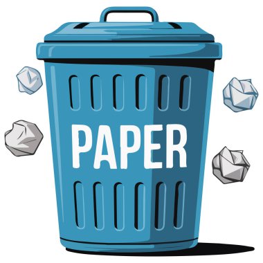 Kağıt geri dönüşüm kutusu izole vektör illüstrasyonu