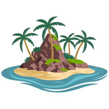 Avuç içi izole edilmiş vektör resimli ıssız bir ada.