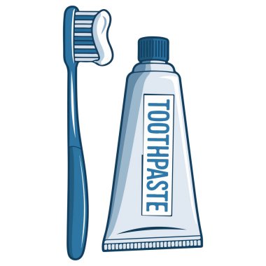 İzole edilmiş vektör illüstrasyonunu diş fırçası ve yapıştır