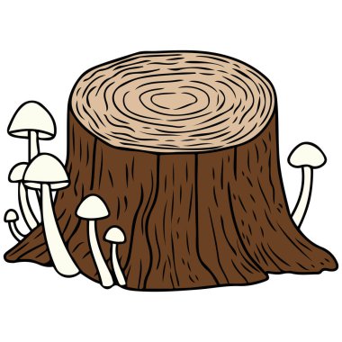 Ağaç kütüğü mantarı izole vektör çizimi