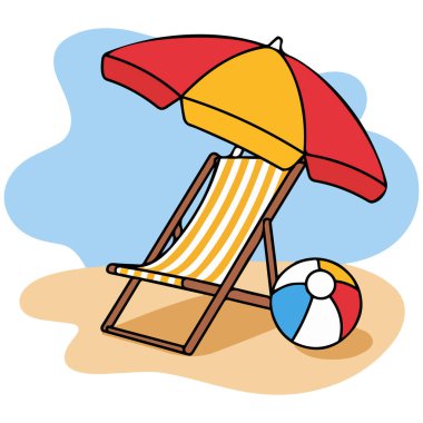 Plaj şemsiyesi izole vektör illüstrasyonu