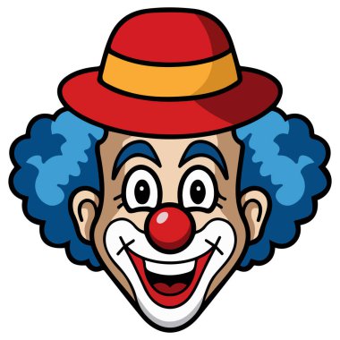 Çizgi film palyaçosu yüz yalıtılmış vektör çizimi