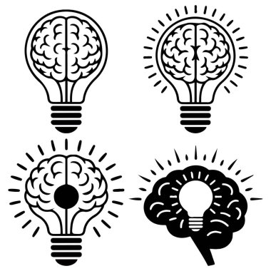 Fikir zihni simgeleri izole edilmiş vektör illüstrasyonu