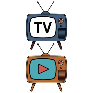 Beyaz arkaplan üzerindeki modern akıllı televizyon siluetleri izole edilmiş vektör illüstrasyonu